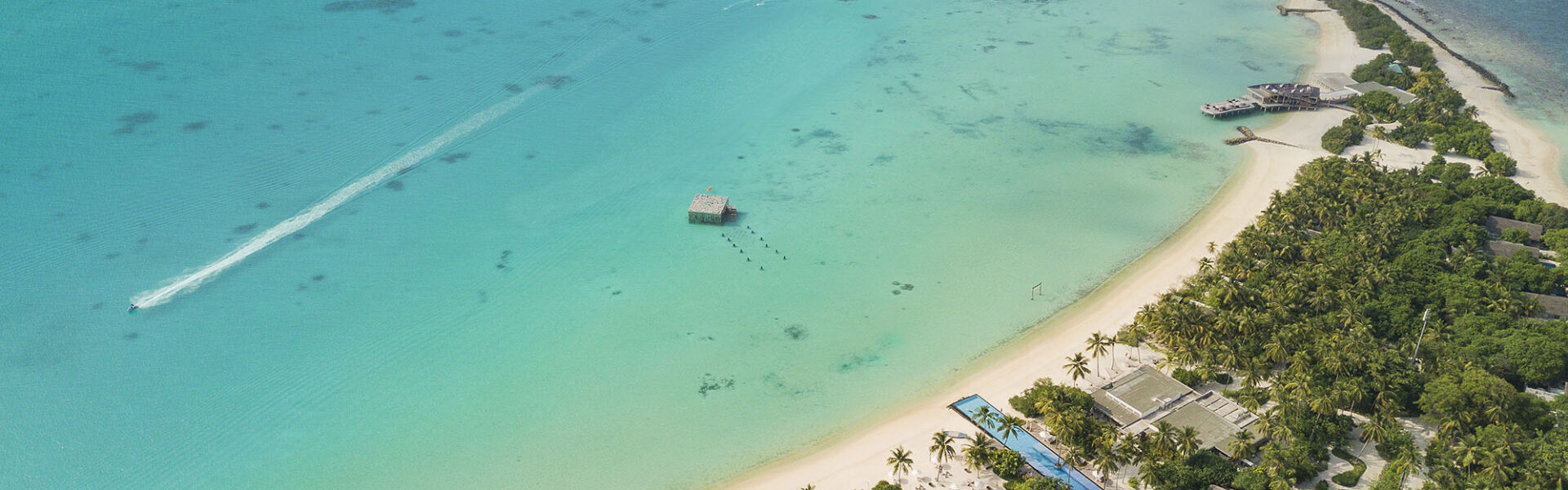 Fairmont Maldives Aerial View Water Villas