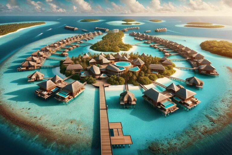 Baccarat Hotel & Residences Maldives illustration of their upcoming resort in the island nation.