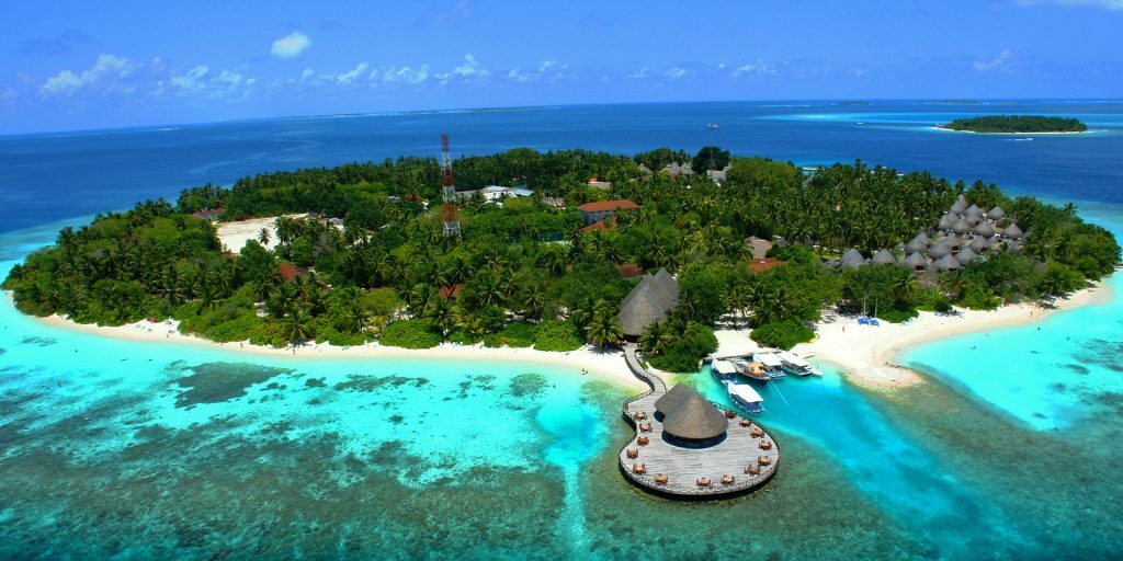 The view of Bandos Maldives from above