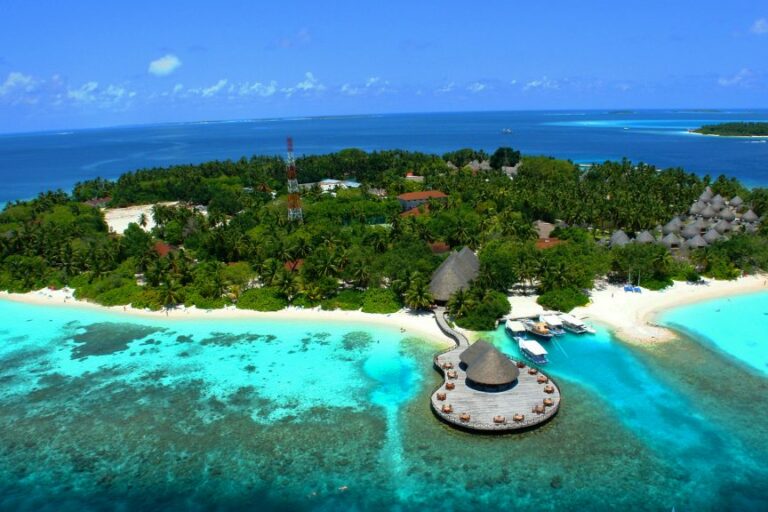 The view of Bandos Maldives from above