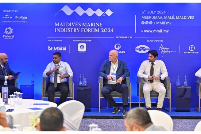 Maldives Marine Industry Forum 2024 panel in progress. Photo Credit: The islandchief via Google Images